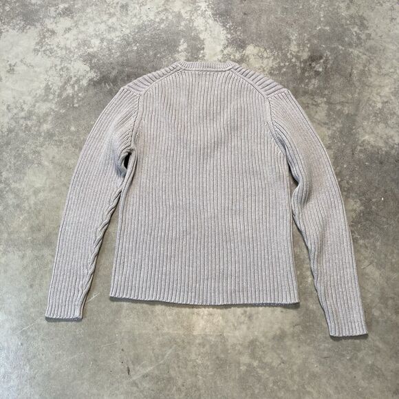 Gap Sweater Womens Large Cotton Ribbed Beige V Neck Preppy Basic Vtg - Picture 4 of 8